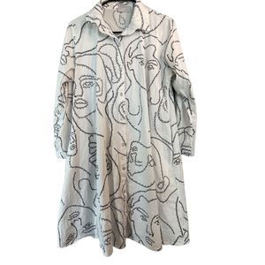 AQRL Cotton Dress Affirmations Black White Button Down Dress Size Small